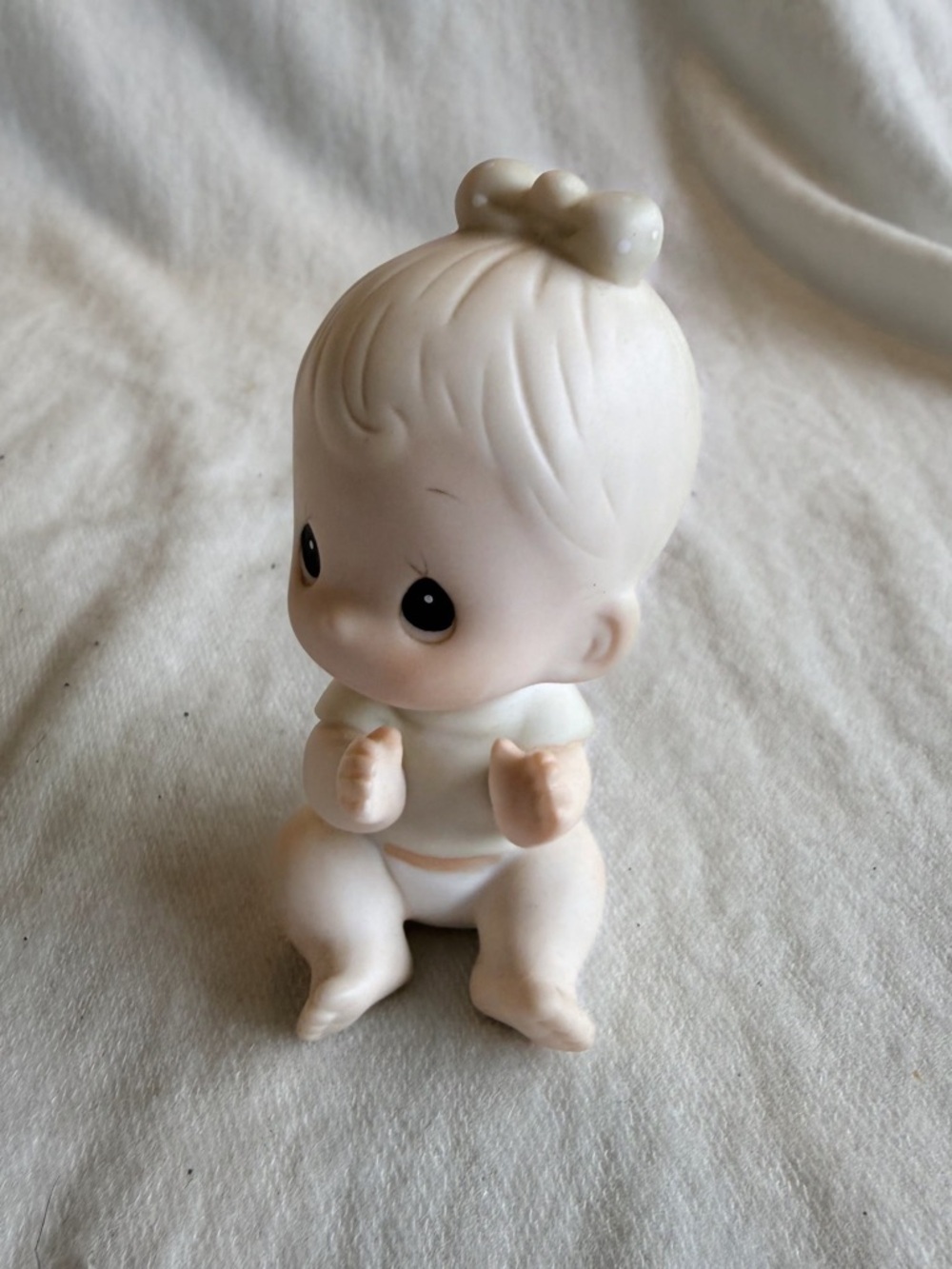 Precious Moments Cream and White Sitting Baby Figurine